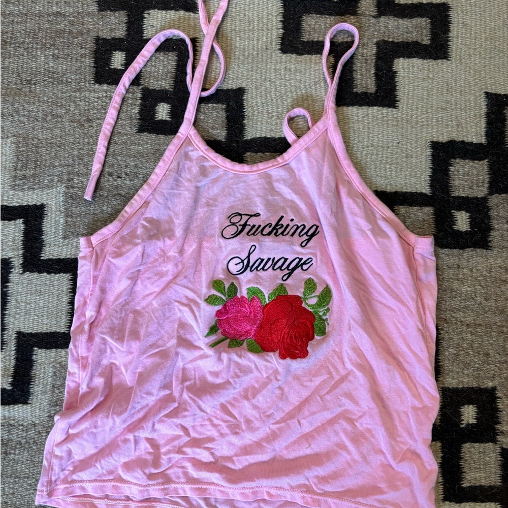 Omighty Pink Red Graphic Sleeveless Camisole